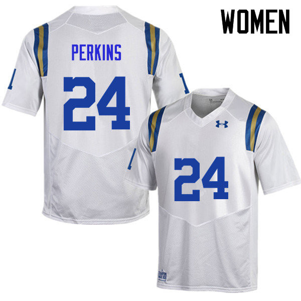 Women #24 Paul Perkins UCLA Bruins Under Armour College Football Jerseys Sale-White - Click Image to Close